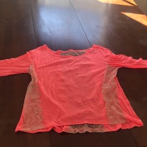 A pink and lace long sleeve T shirt